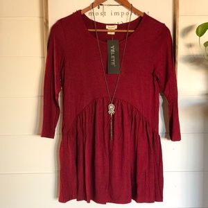 Yelete Quarter Sleeve Flowy Red Top